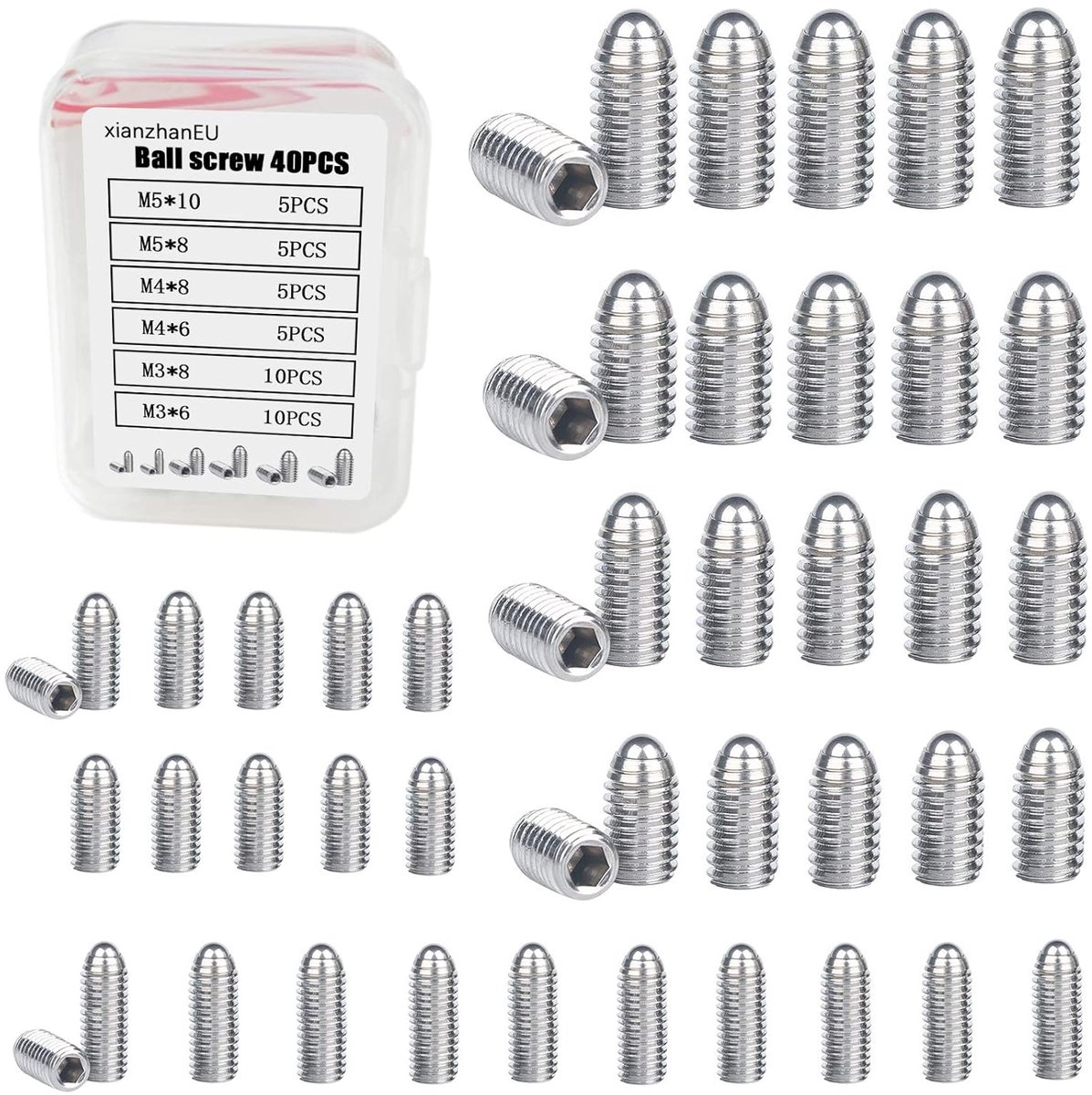 Balpunt drukschakelaars set 40 stuks - 304 roestvrij staal - M3/M4/M5 maten - ideaal voor mechanische apparaten - ShopVlot
