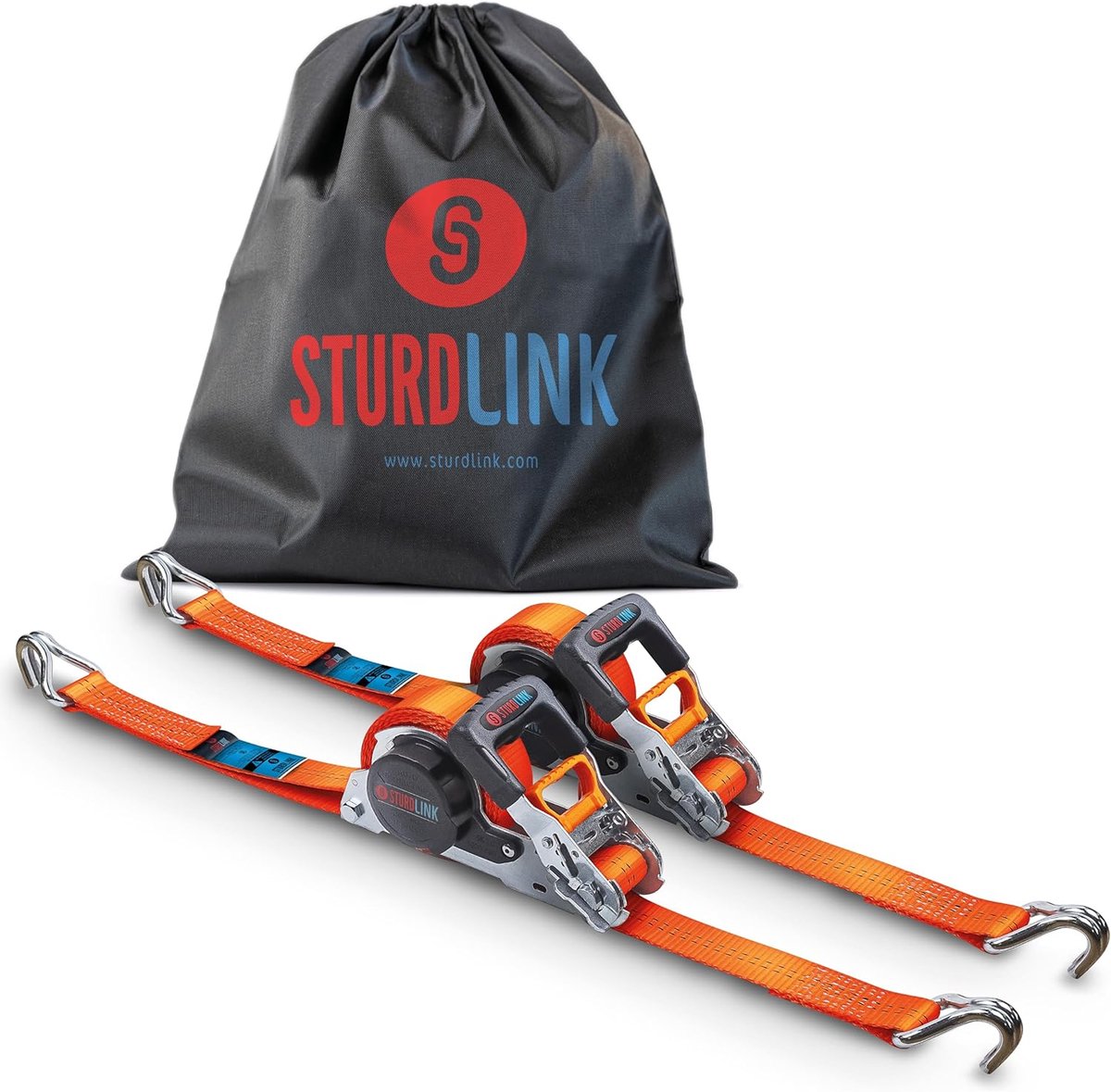 Lashing straps 35mm 5m - automatische ratchet - J-haken - ideaal voor trailer en motor - ShopVlot
