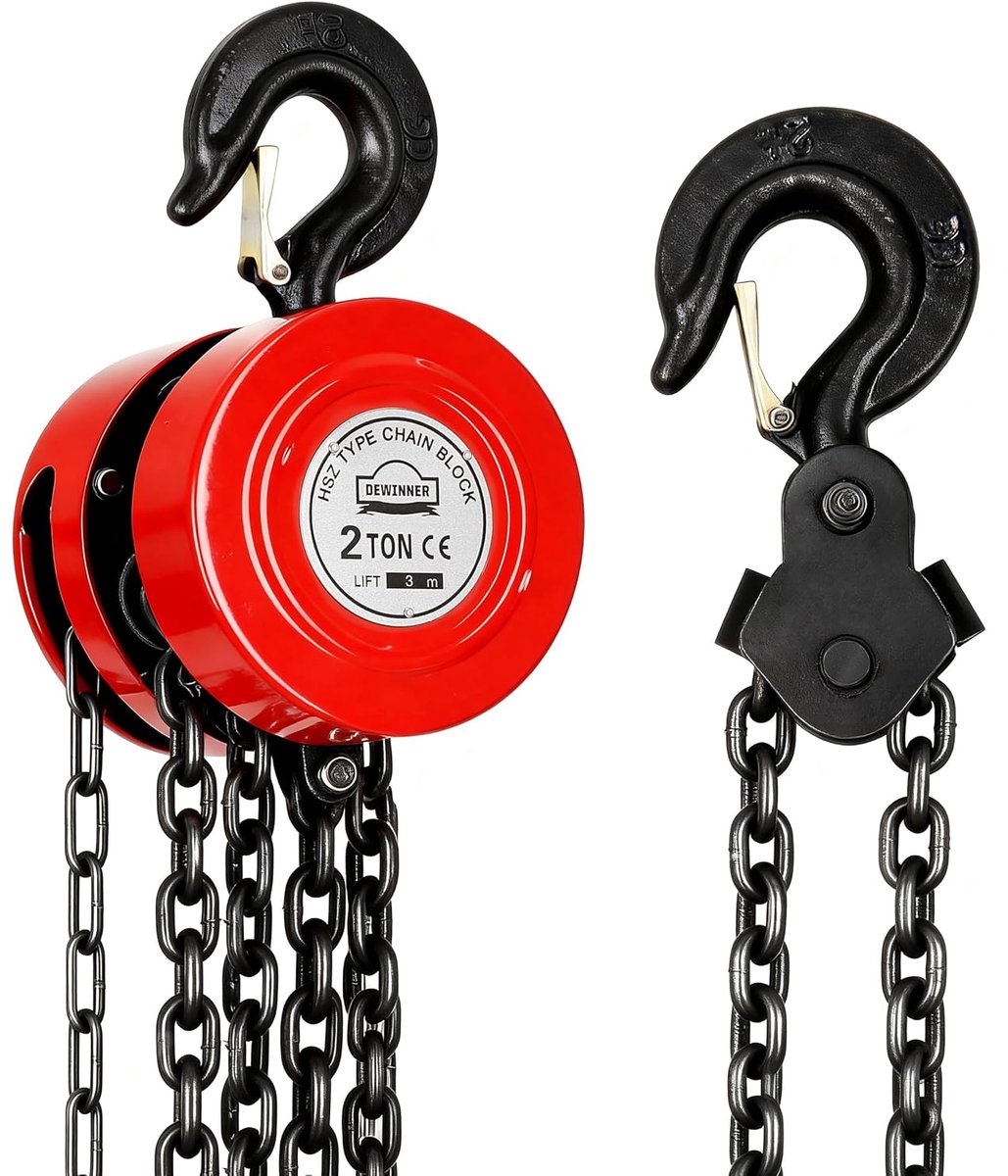 Handtakel 2000 kg - Hefketting G80 3 m - Robuuste haak met veiligheid - Ideaal voor zware lasten - ShopVlot