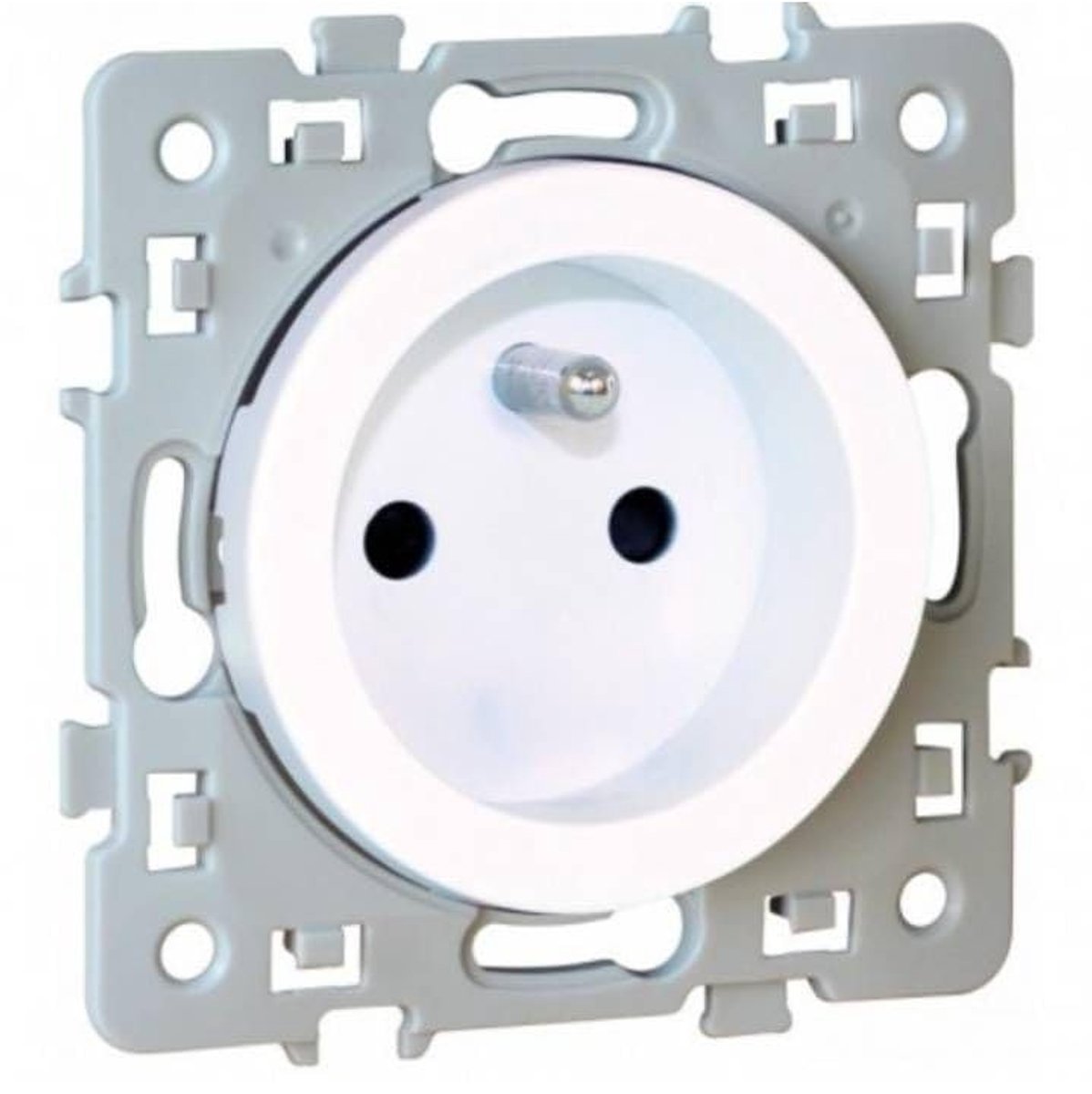 Prise de courant 2P+T 16A - SQUARE Blanc - zonder griffes - veilig en praktisch - ShopVlot