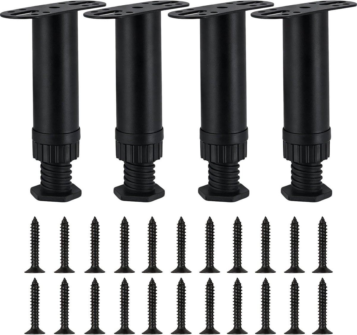 Verstelbare meubelpoten set van 4 - 18-30 cm - zwart staal - stabiliteit voor meubels - ShopVlot