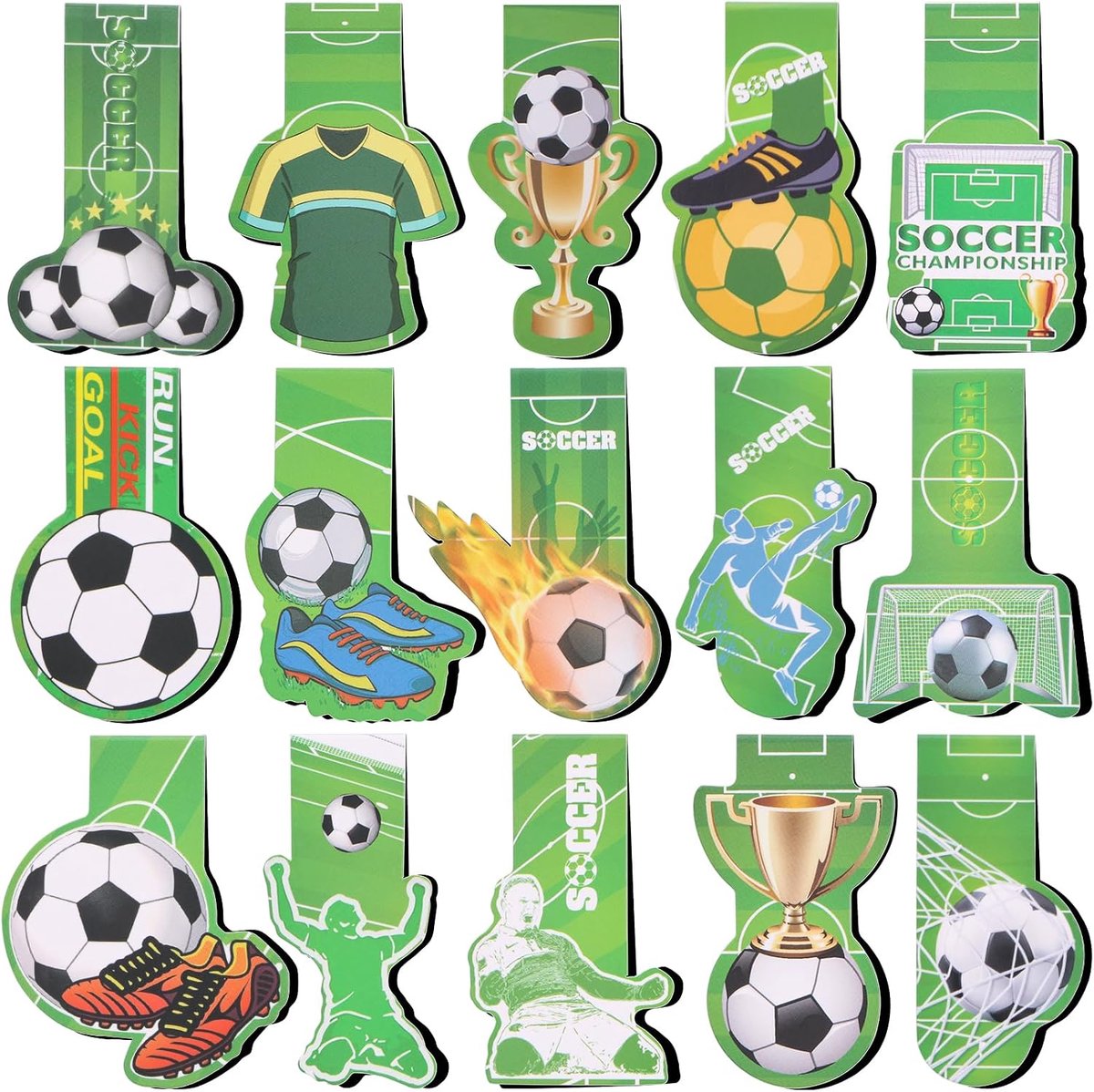 Magnetische boekenleggers 15 stuks - voetbaldesign - kleurrijk - stimuleert lezen bij kinderen - ShopVlot