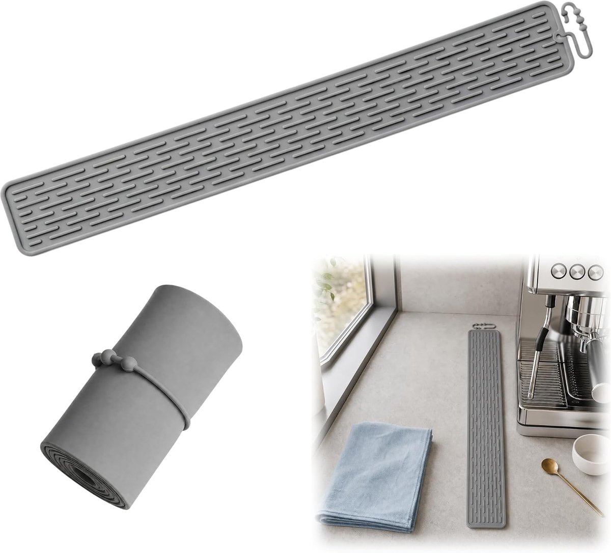 Silicone afvoer mat 70 x 9.5 cm - ruimtebesparend - opvouwbaar - ideaal voor keuken en badkamer - ShopVlot