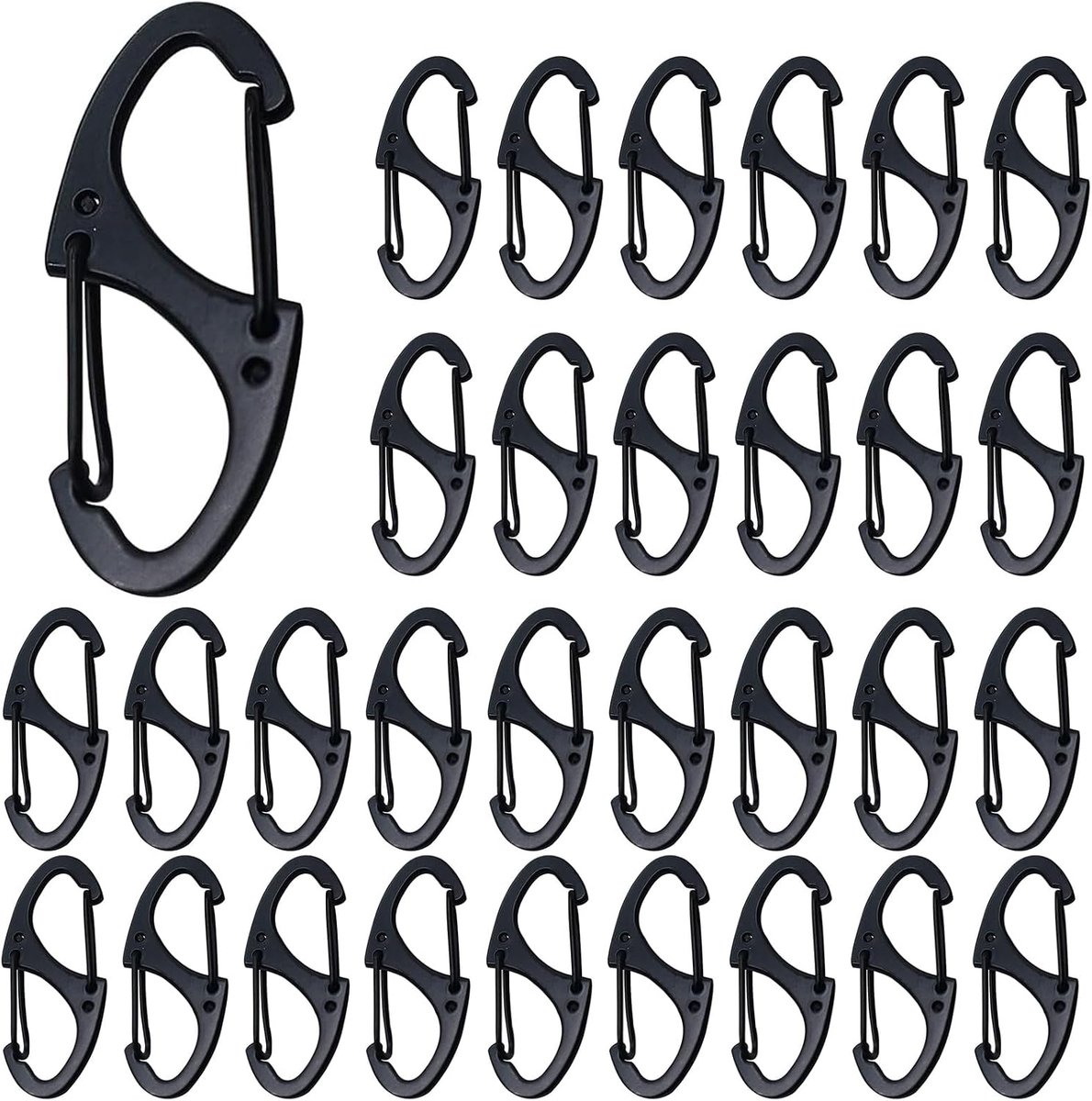 Mini-karabijnhaken S-vorm 30 mm - metaal - dubbele veer - veilig bevestigen aan rugzak - ShopVlot