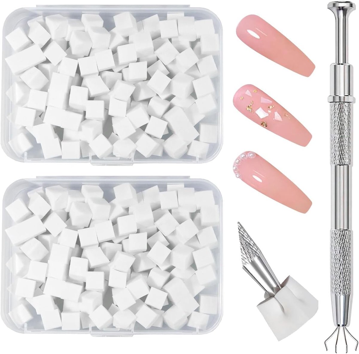 Nail art sponges 250 stuks - zachte mini sponges - met metalen gripper - voor ombre en gradient effecten - ShopVlot