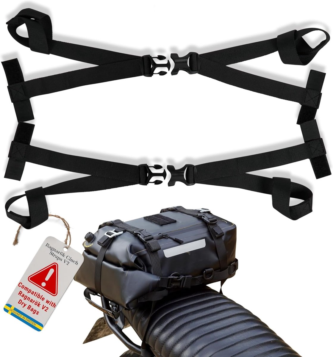 Motorfiets Cinch Straps - 2 Stuks - Compatibel met Ragnarök 15L en 30L V2 - Snelsluiting voor bagage - ShopVlot