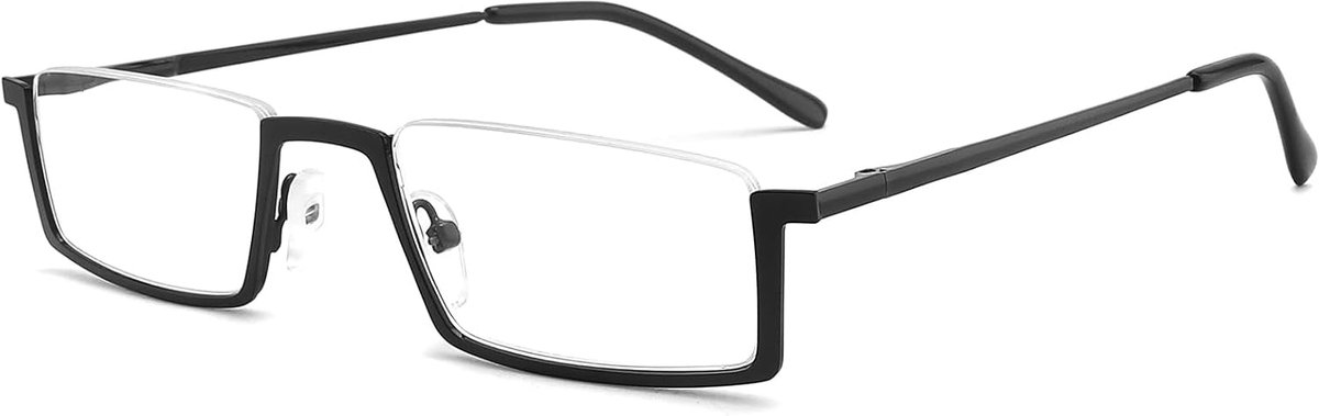 Leesbril voor Heren Dames met Zwart Metalen Half Montuur, Veerscharnier, Lichtgewicht, 1.0~4.0 Dioptrieën, ME-003