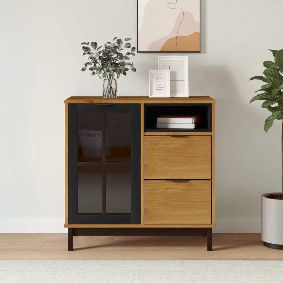 Dressoir Grenenhout - Kast Slaapkamer - Opbergen Spullen - Massief Hout - 80x40x80 cm - Bruin
