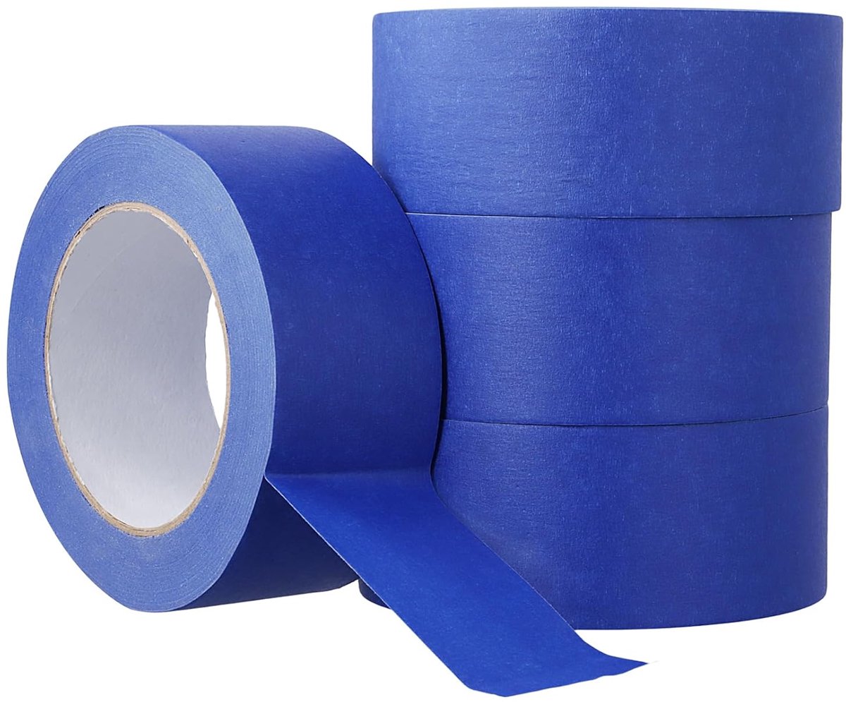4 rollen afplakband 48 mm x 50 m, schilderstape blauw, schilderscrape schilder plakband afdekband voor schilderwerk, knutselen, doe-het-zelfprojecten