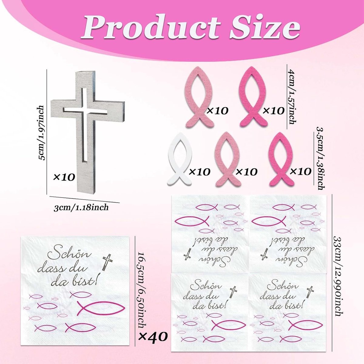 Servetten Roze Vis - 40 Stuks - Houten Tafeldecoraties - Perfect voor Doop of Communie - SnelShoppen
