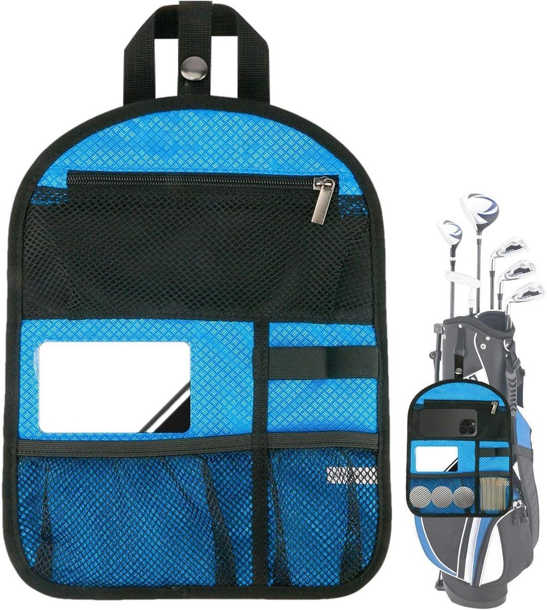Golfkar Organizer - Golftas Houder - Golfen op de baan - Gereedschapsspecifieke vakken - 263 x 178 cm - Blauw