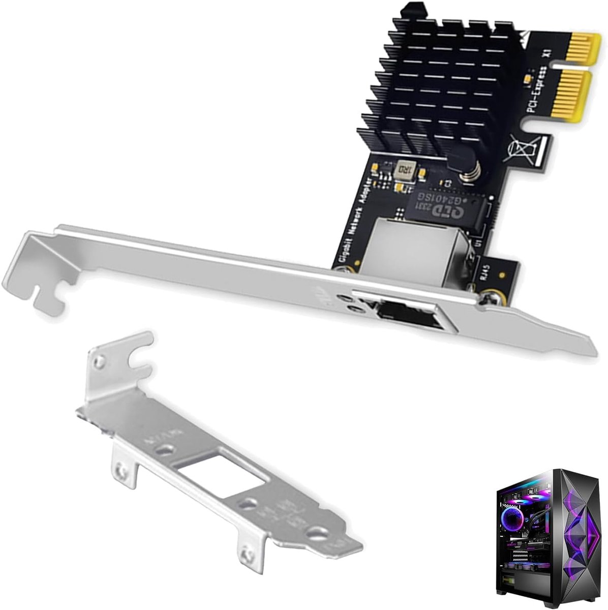 Ethernet-netwerkkaart met RTL8111G Chip Gigabit, RJ45 LAN-kaartadapter met RJ45 LAN-poort voor PC/server PCIe X1-slot, ondersteunt 1000 Mbps, compatibel met Windows Linux andere