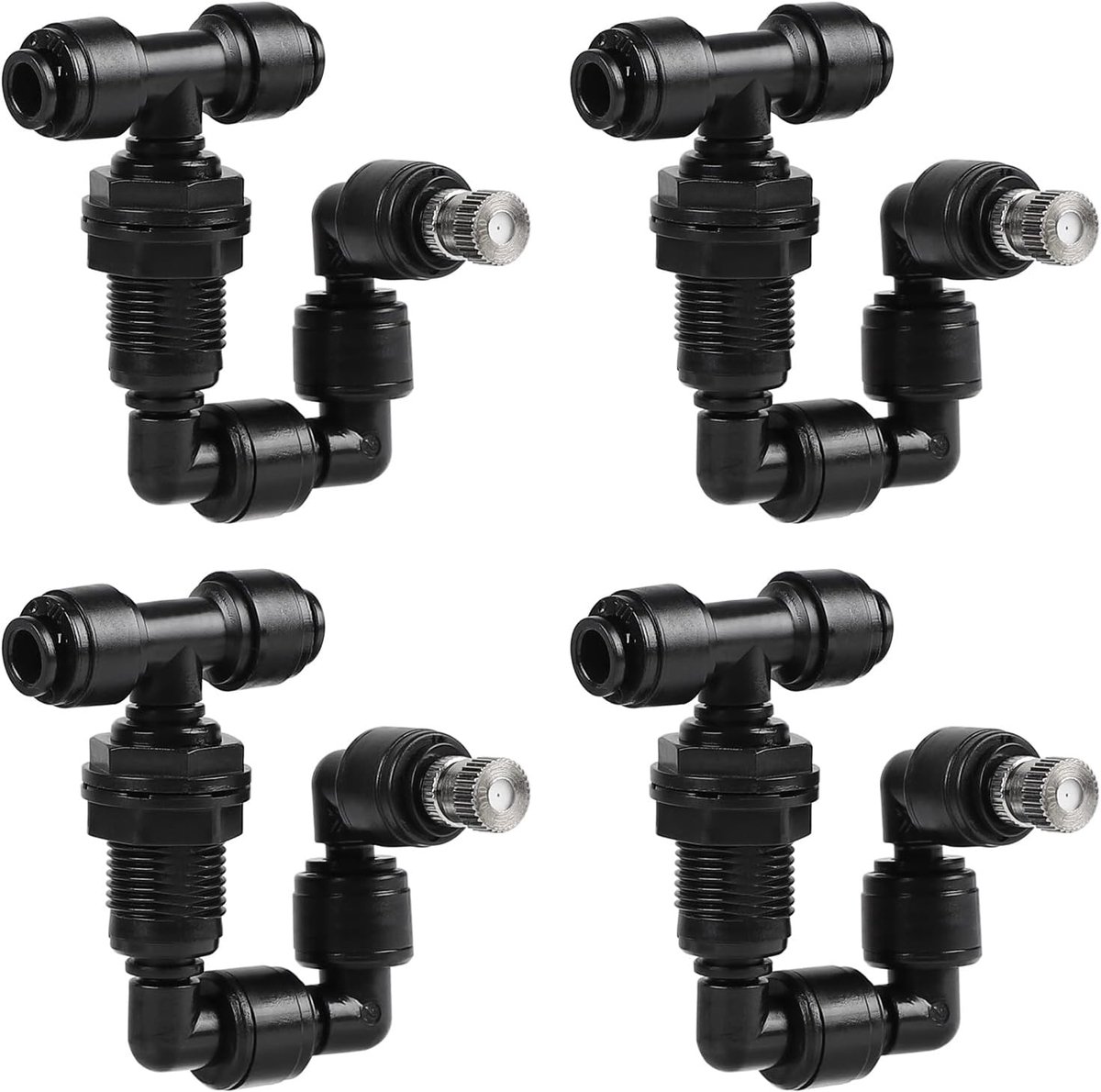 4 stuks Reptiel Fogger enkele sproeiers, 360° verstelbaar Reptiel Fogger Mist Sprinkler mondstuk zwart voor Rainforest terrarium