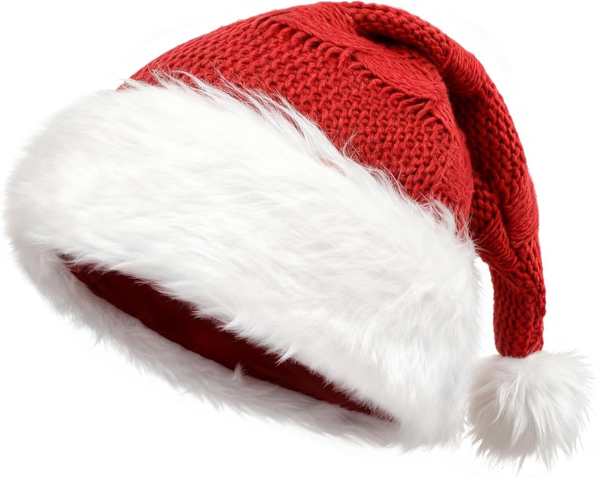 Kerstmuts voor volwassenen, kerstman, wintermuts, kerstmuts, rood, voor nieuwjaarsfeest, 55-60 cm