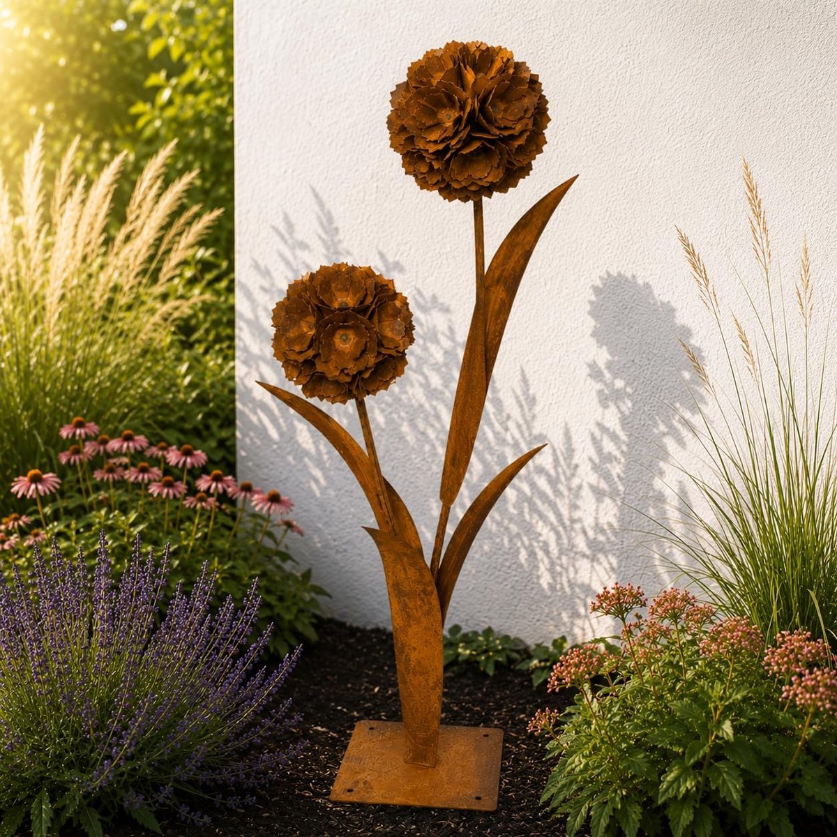 Roest 3D paardenbloem XXL 90 cm hoogte paardenbloem tuindecoratie rooster tuinfiguur groot metalen figuur tuinbord decoratieve steker roestdecoratie roestdecoratie tuindecoratie metalen