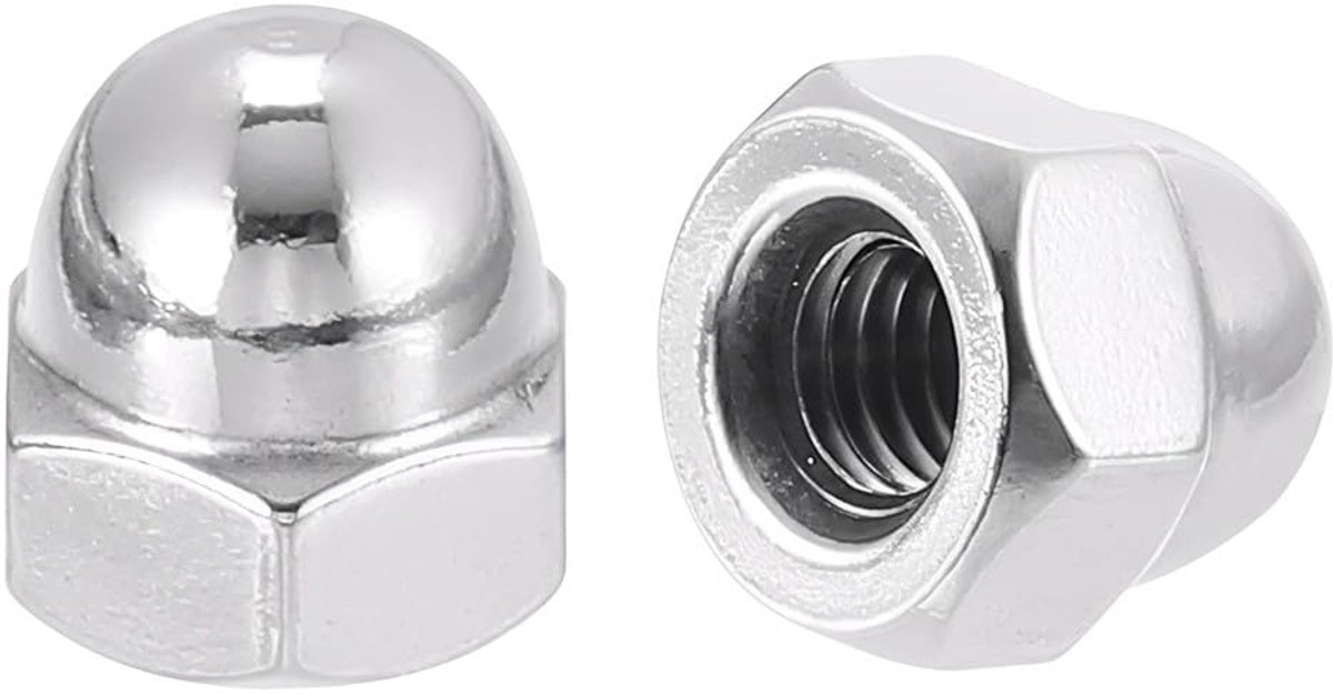 20 Stuks Dopmoeren Zeskant Hoedmoeren - roestvrij staal 304 A2 zeskant dopmoeren Hoedmoeren hoge koepelmoeren afdekkappen voor Schroeven Schroefdraadstang en Schroefdraadbouten M6 (6mm)