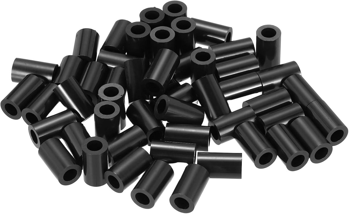 120 Stks M8 ABS Spacers 3/16 "ID x 1/4" OD x 0.4" l Plastic Ronde Spacer Washers Zwart Standoff Moer Onschroefdraad voor M4 of 3/16 Inch Schroeven Bouten Elektrische Outlet