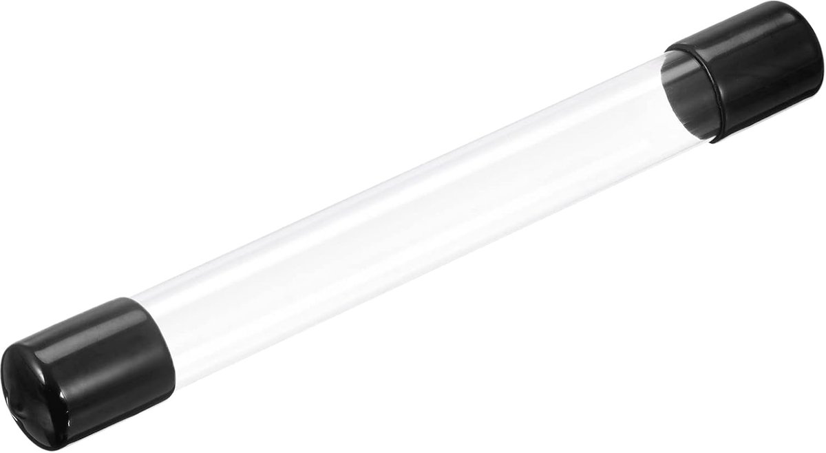 Duidelijke stijve buis ronde kunststof buis met zwarte rubberen doppen polycarbonaat waterpijp, 305mm/12 inch lengte, 20mmx21mm/0.78"x0.82", 1 Set