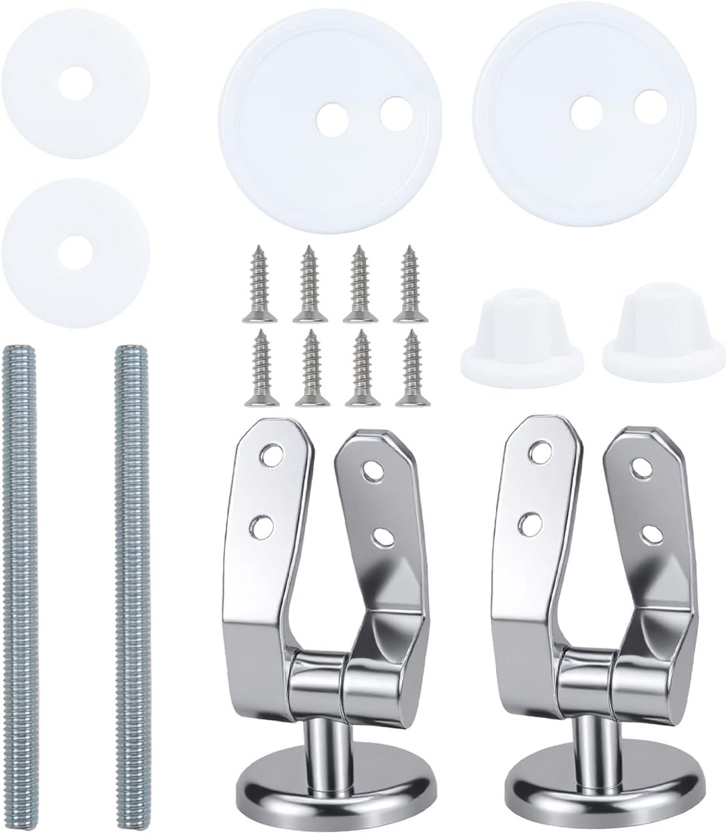 1 set wc-brilbevestiging roestvrij stalen moer, universele wc-bril, scharnieren, softclosemechanisme, universeel lang toiletdeksel, bevestigingsset voor toiletbrillen, toiletscharnieren