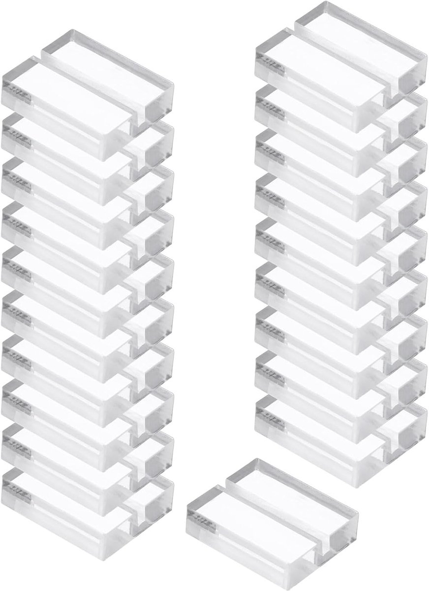 Plaatskaarthouder, 20 stuks 1,2 inch acryl tafelbordhouder tafelnummerhouders naam kaartstandaards voor fotomenuweergave huwelijksceremonie verjaardagsfeestdecoraties, transparant