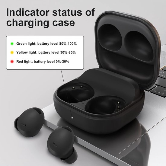 Oplaadcase Compatibel met Samsung Galaxy Buds 2 Pro - Oplaadhoes Vervangend, Ingebouwde 700 mAh Batterij, Ondersteuning van Bedrade en Draadloze Opladen, Alleen Oplader Geval — afbeelding 2