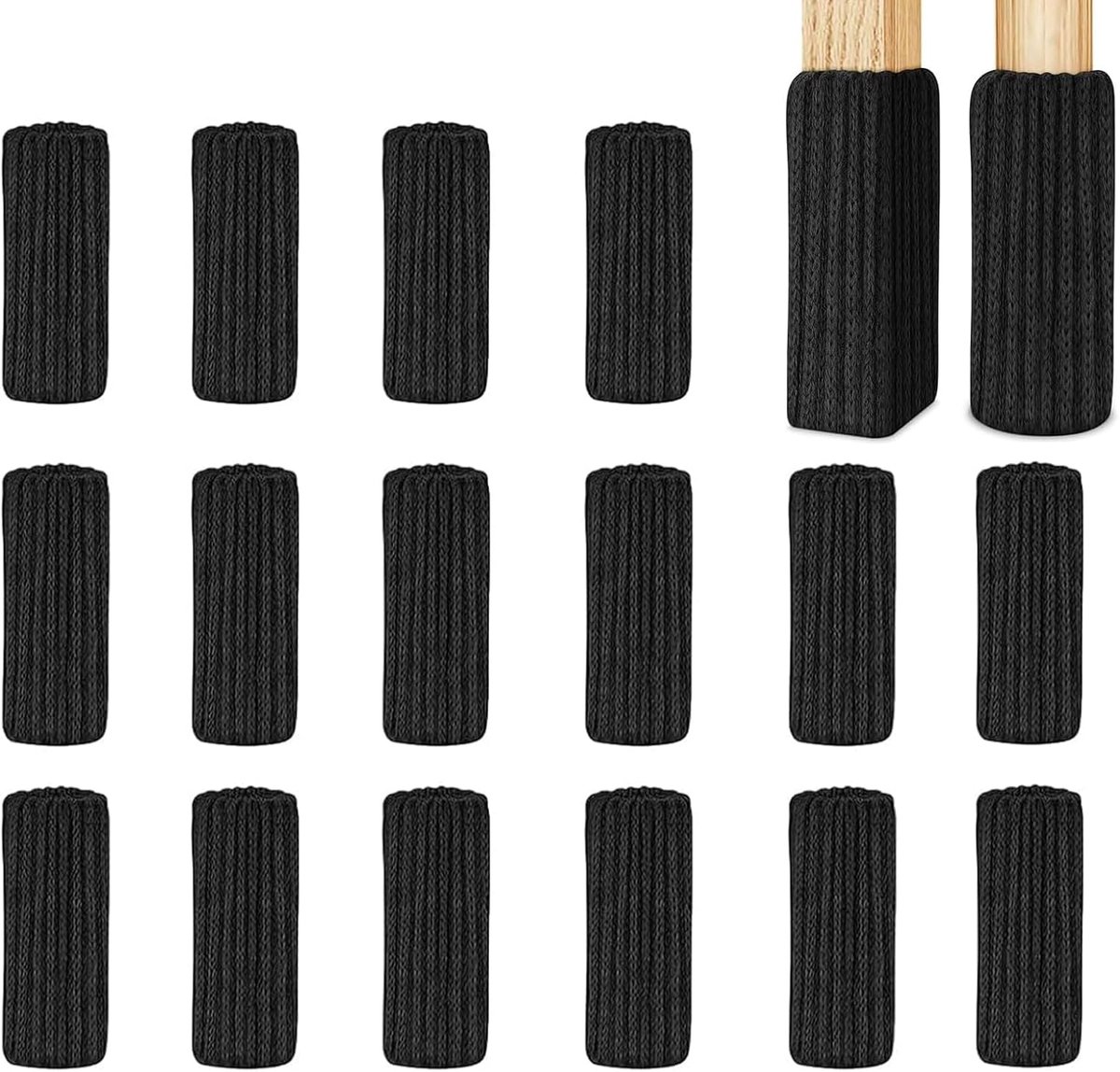 16 stuks vierkante stoelrubbers voor stoelen, antislip voetafdekkingen voor stoelen, sokken voor gestoffeerde stoelen, gebreide stof, beenbeschermers voor stoelen met vilt