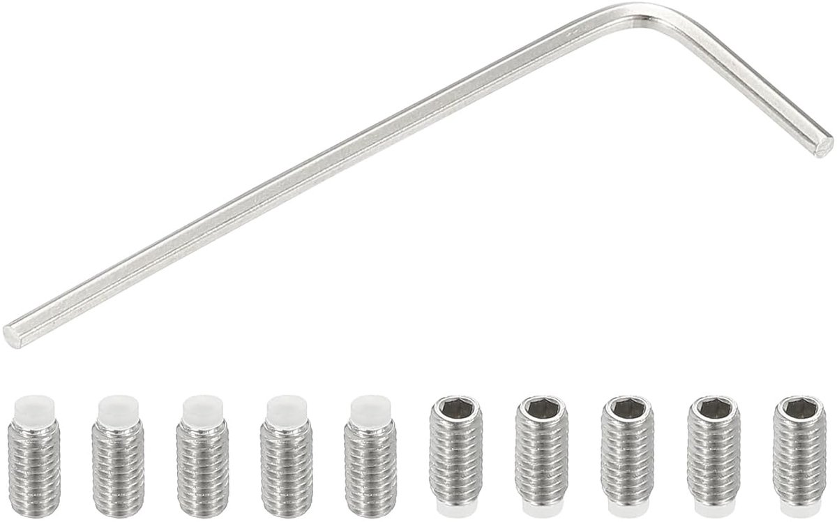 M3 x 6 mm schroeven zonder kop, nylon, 10 stuks roestvrij staal 304, zeskantkop, metrisch, holle, antislip, interne zeskantaandrijving met zeskantsleutel