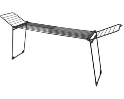 KINGHoff - Droogrek - Opvouwbaar Wasrek tot 25 kg - Staand Droogrek - Wasdroger Rek met Vleugels - Inklapbaar Wasrek voor Binnen & Buiten - XXL - 210-290 x 55 x 125 cm - Zwart