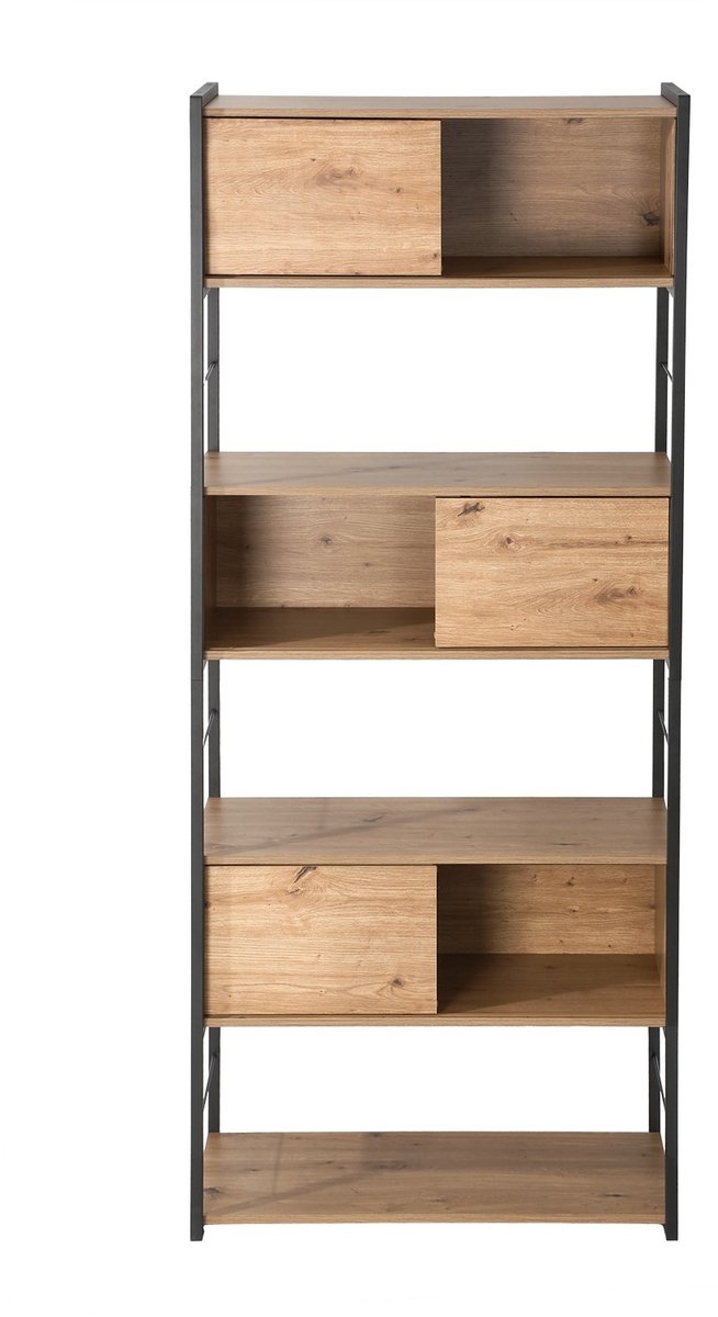 CALICOSY - Boekenrek met 3 schuifdeuren H196 cm - LENNY