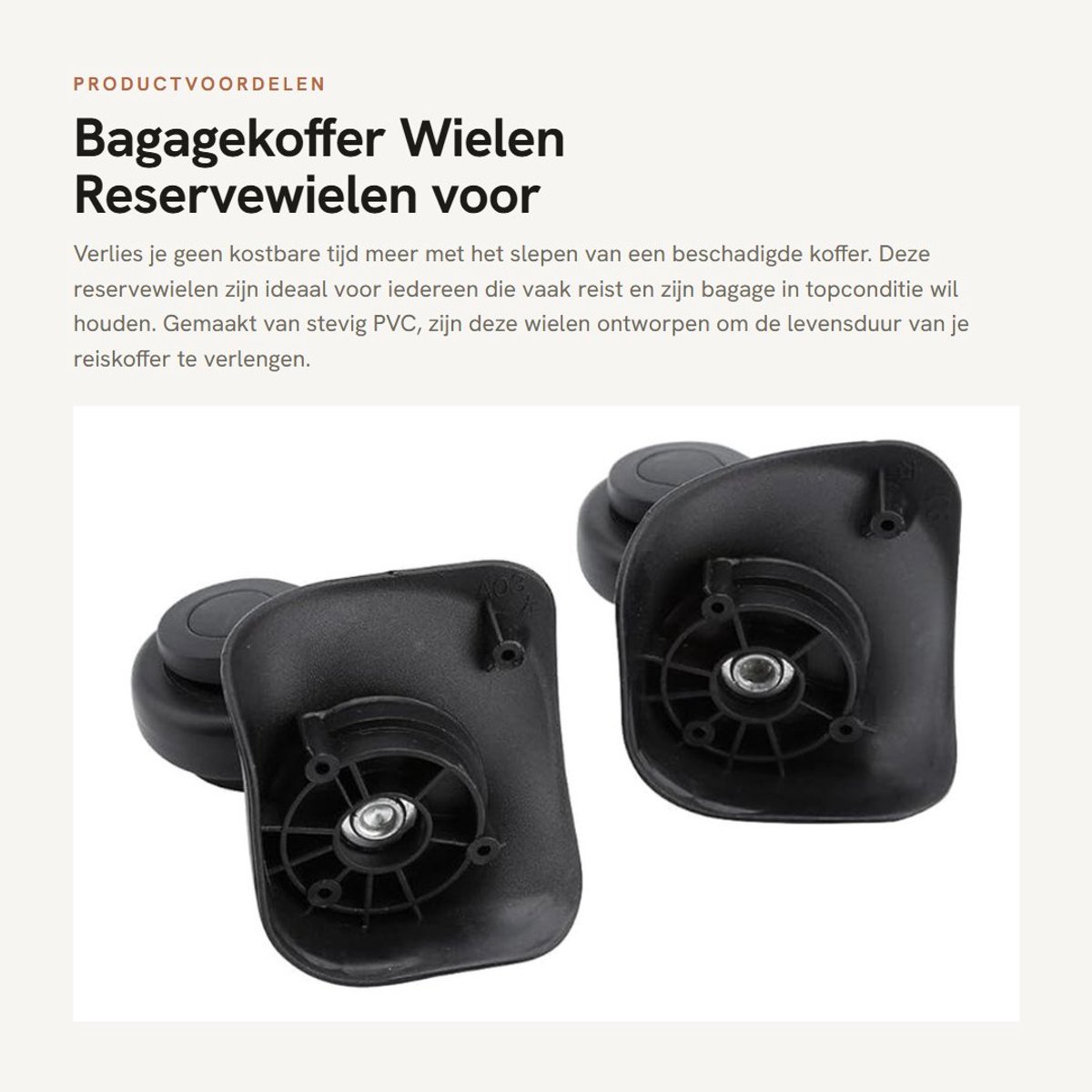Dailygoods- Bagagekoffer Wielen Vervangset - 2 Stuks PVC Reserveonderdelen - Rechte Radgrootte 10,8/10,3 cm - Antislip - Doe-het-zelf Reparatieartikelen - Kofferwielen