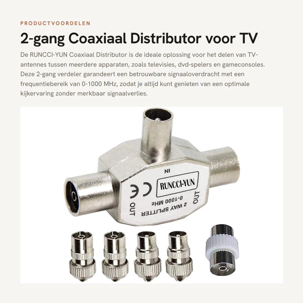 Dailygoods - 2-gang Coaxiaal Distributor voor TV Antennes - Versterk Signalen zonder Verlies