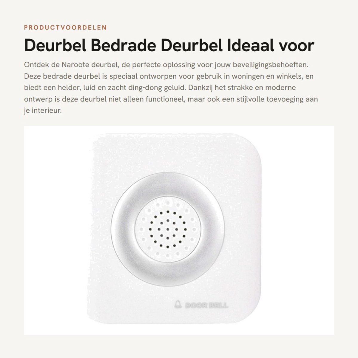 Dailygoods - Deurbel - Bedrade Deurbel - Ideaal voor Toegangscontrole - Mooi Uiterlijk - Duurzaam en Betrouwbaar - Geschikt voor Woonaccessoires - 12V