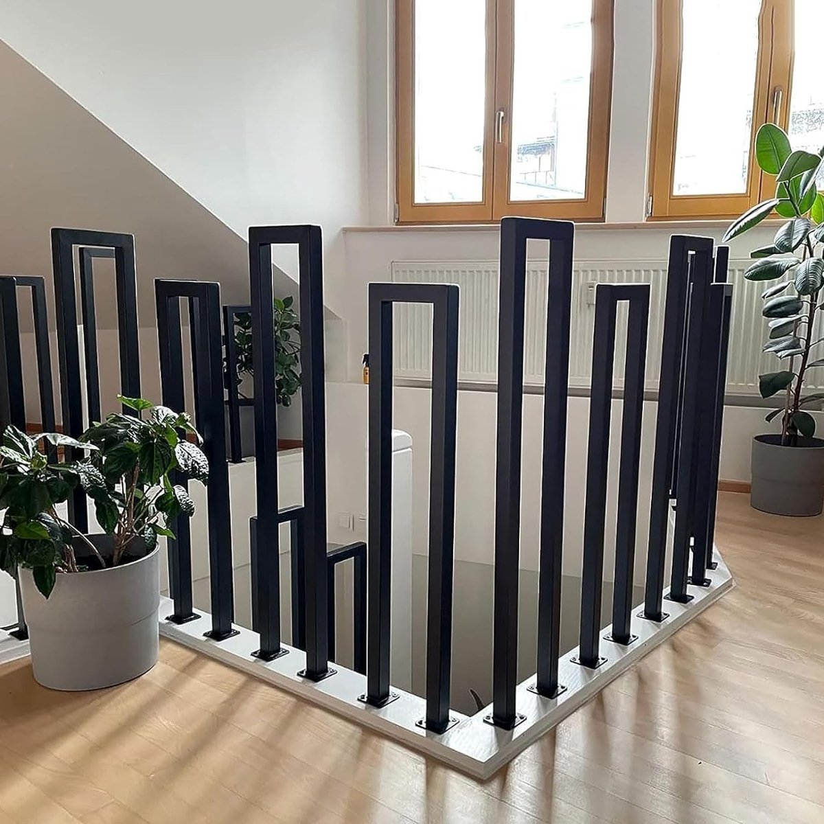 Dailygoods- Trapleuning U-vormig - Trapleuning Buiten/Binnen - Balustrade Metalen Leuning - Trapleuninghouders - 65 cm Hoogte - Stabiele Bevestiging