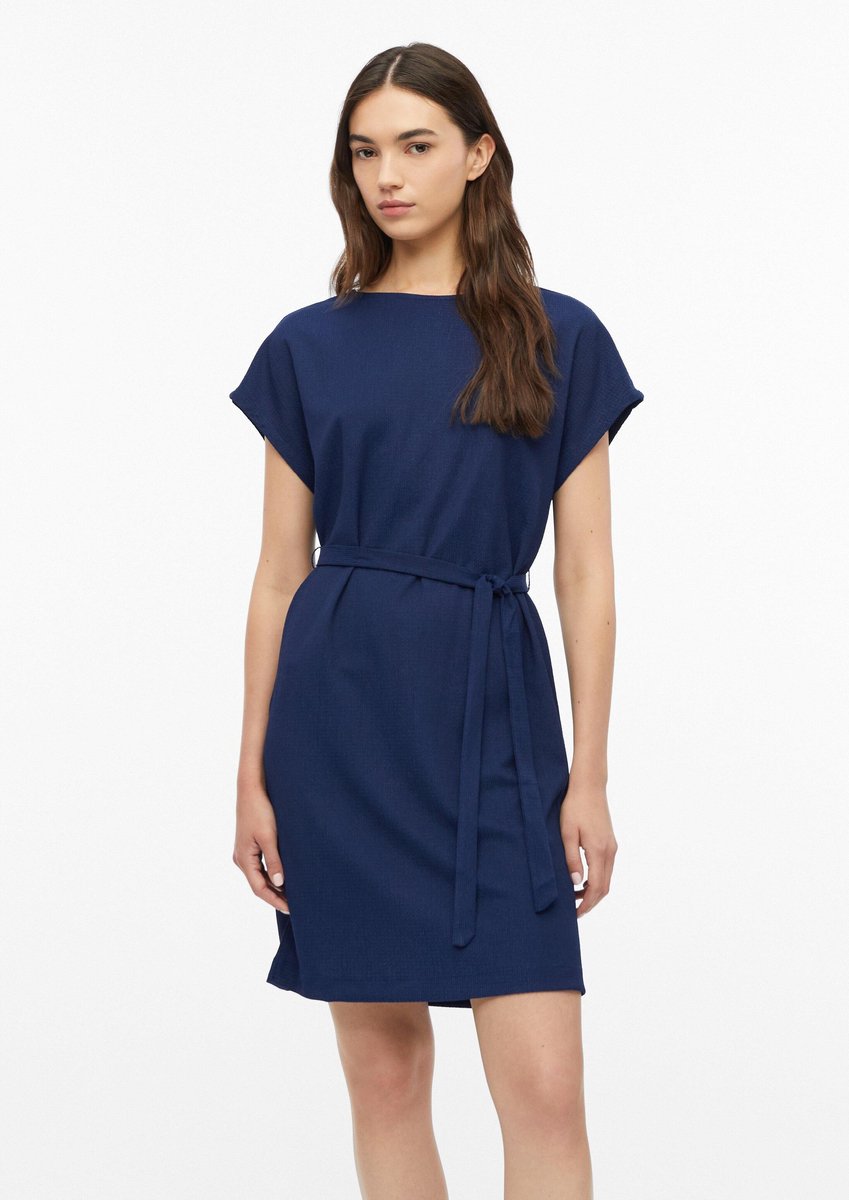S.Oliver female - Gestructureerde jerseyjurk met een relaxte pasvorm donkerblauw