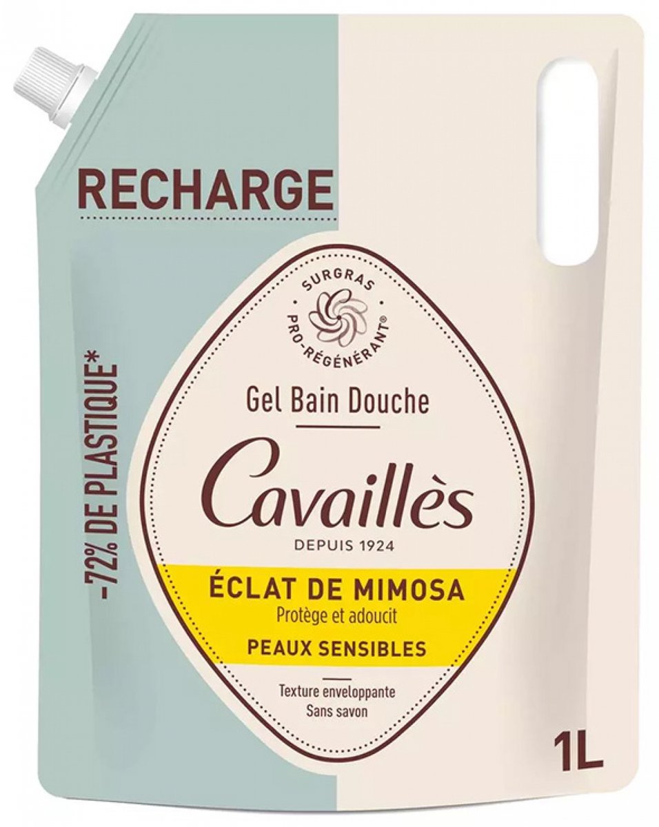 Cavaillès Douchegel voor de Gevoelige Huid Mimosa Éclat Eco-Navulling 1 L