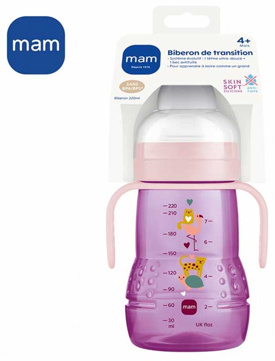 MAM Overgangsfles 220 ml 4 Maanden en Ouder (Kleur : Roos) — afbeelding 2