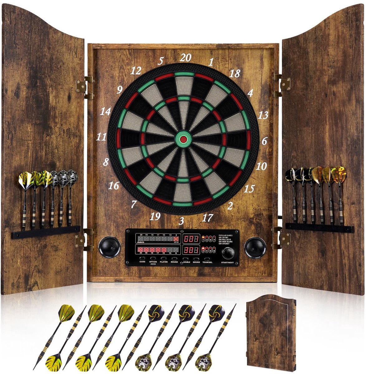 Dailygoods- Dartset Elektronisch - 12 x Brons Dartpijlen - Cricket Speelmodus - Decoratieve Set - Stijlvol Ontwerp - Voor Volwassenen - Dartbord