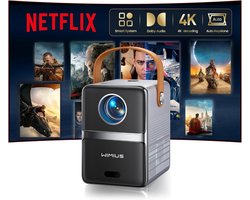 Mini Beamer Full HD 1080P - Smart Beamer met Netflix - 4K Ondersteuning - WiFi 6 - Bluetooth 5.2 - Draagbare Projector - Dolby Audio - Automatische Keystone - Elektrische Focus - HDMI ARC - Home Cinema Beamer