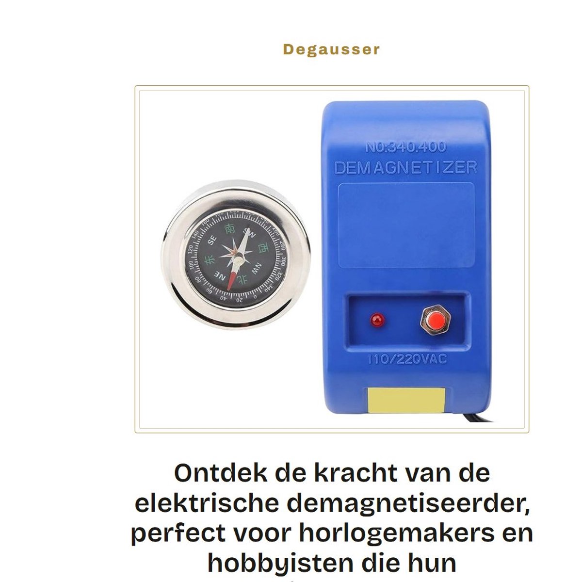 Dailygoods - Degausser horlogereparatiekompas - Elektrische demagnetiseerder - Blauw - Horloge reparatie - Geschikt voor horlogemakers - EU-stekker