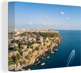 Canvas Schilderij Luchtfoto van de stad Antalya in Turkije - 40x30 cm - Wanddecoratie
