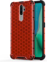 Mobigear Honeycomb Telefoonhoesje geschikt voor OPPO A5 (2020) Shockproof Hardcase Hoesje - Rood