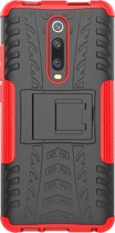 Xiaomi Mi 9T Hoesje - Mobigear - Tire Serie - Hard Kunststof Backcover - Zwart / Rood - Hoesje Geschikt Voor Xiaomi Mi 9T