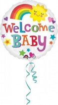 folieballon Welcome Baby 43 cm wit