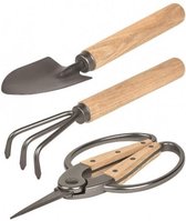 tuingereedschap junior staal/hout 18 cm naturel 3-delig