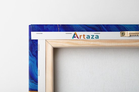 Artaza - Peinture sur toile - Art abstrait - Blauw avec Peinture dorée - 30x30 - Klein - Photo sur toile - Impression sur toile