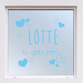 Raamsticker Geboorte Met Hartjes -  Lichtblauw -  80 x 80 cm  - raam en deurstickers - geboorte stickers  alle - Muursticker4Sale