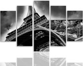 Trend24 - Canvas Schilderij - Eiffeltoren In De Wolken - Vijfluik - Steden - 200x100x2 cm - Zwart