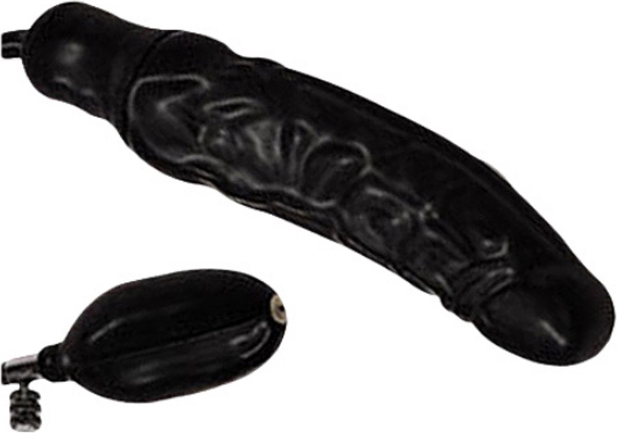 Goedkoopste You2Toys – Opblaasbare Latex Dildo met Handpomp Geaderd en met Eikel – 23 cm – Zwart