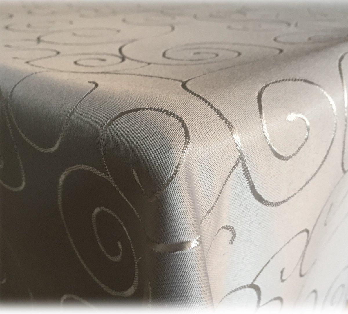 JEMIDI Tafelkleed ornamenten zijdeglans edele tafelhoes tafelkleed - Lichtgrijs - Vorm Eckig - Maat 130x340