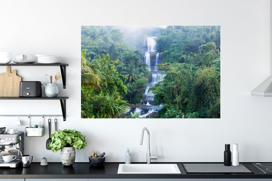 Sticker Muursticker Indonésie - Chutes d'eau en Indonésie - 120x80 cm - film adhésif autocollant - sticker mural repositionnable